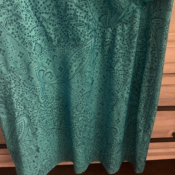 Athleta Nectar Faux Wrap Turquoise Paisley Printed Ruched Dress Athleisure - Picture 4 of 8
